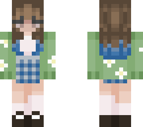 brown haired girl with flower cardigan (blue version). credits in desc.