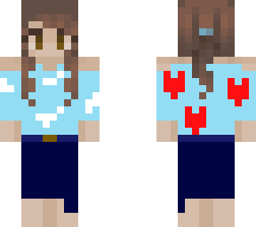 blue cloud/heart sweater- brown eye, hair