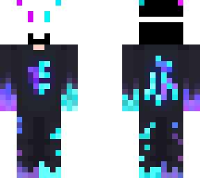 purple and cyan (dan/serious mode/mask on/hoodie)