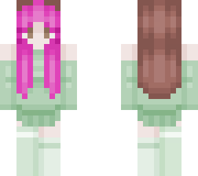 spring green with pink bangs