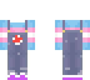 trans sweater and overalls