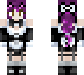 cat maid with purple hair