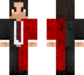 half red and black tux