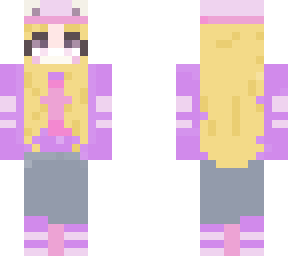 pink and purple cute anime girl with blond hair and headphones