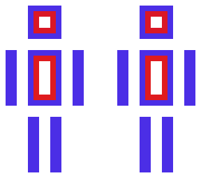 red white blue cube