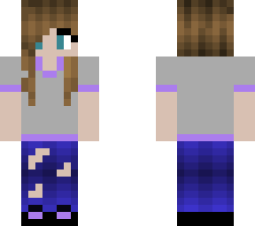 brown haired lavender t-shirt girl