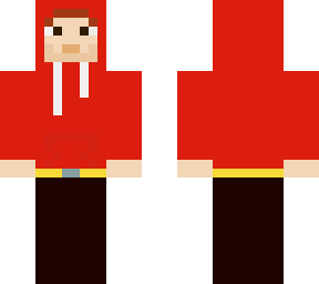 red hoodie.