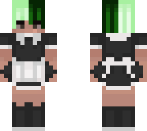 dark green half light green boy in maid dress