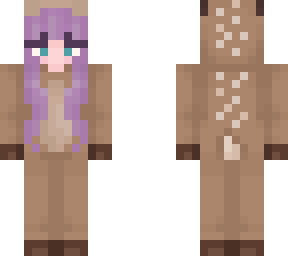 purple hair girl in deer costume