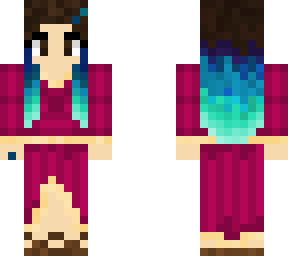 faded blue hair with burgundy gown