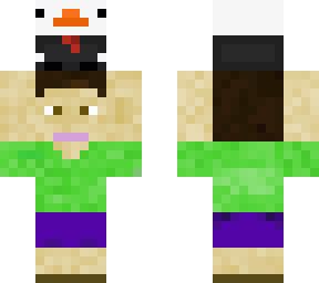 green guy with duck in suit