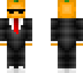 a orange in a suit