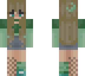 blonde girl with green clothes