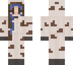 brown cow onesie w/ brown and blue hair