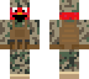 elmo, but hes in the army with a nose