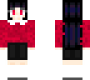 pretty black hair red eye sweater