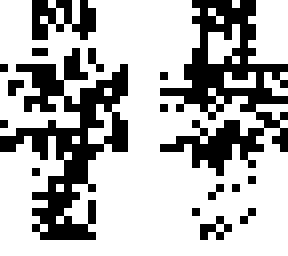 glitched black and white