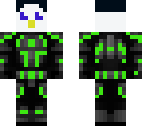 the green charged mandalorian with a penguin head