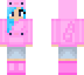 in a pink axolotl hoodie