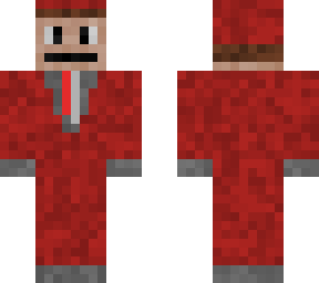 man in dark red suit