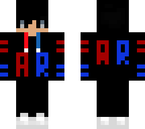 black hoodie with red and blue "ar"