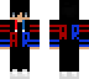 black hoodie with red and blue "ar"