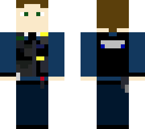 british police constable w/ blue jumper + stab vest