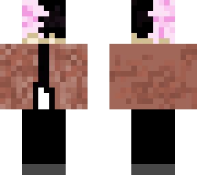 no gender pink and black haired person