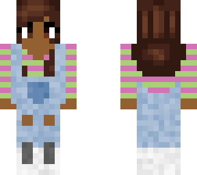 pastel shirt and overalls girl