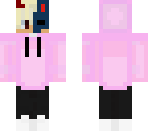half demon mask ( yellow hair)( pink hoodie)