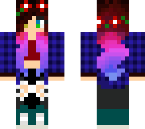 gamer girl with red to blue gradient hair