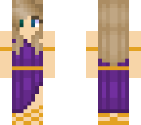 blonde girl in dark purple dress
