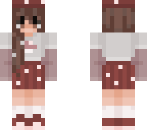girl with mushroom hat, skirt, and shirt