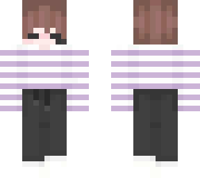 purple and white sweater with headphones