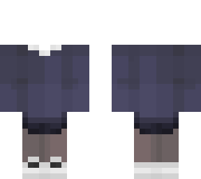 -* black skirt & blue sweater *- ob