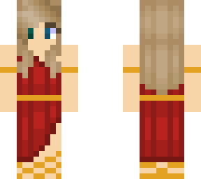 blonde girl with red dress