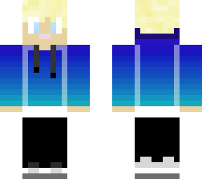 blonde with blue hoodie