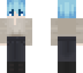 blue hair w/ beige suit