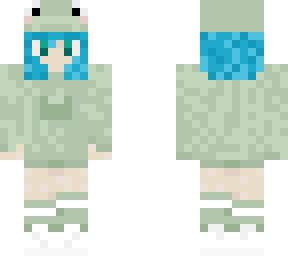 girl with frog hat blue hair
