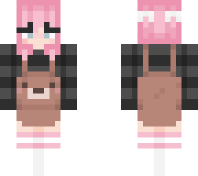 pink hair and bear overalls
