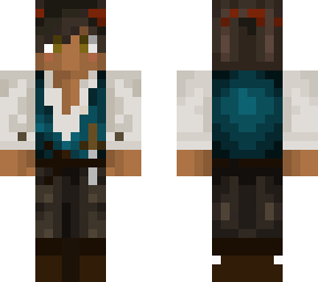 shop keeper - blue shirt and brown trousers