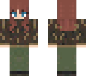 girl with brown sweater green pants