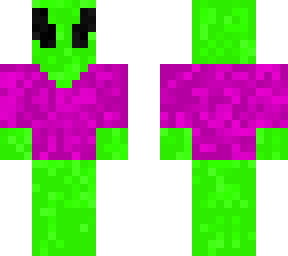 green alien in purple t shirt