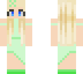 blonde hair light green dress