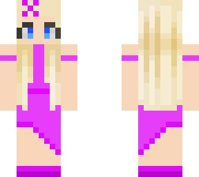 blonde hair magenta dress
