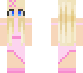 blonde hair pink dress