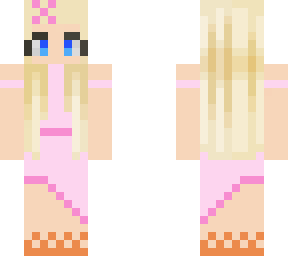 blonde hair pink dress and sandals