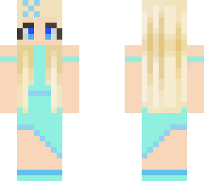 blonde hair teal dress