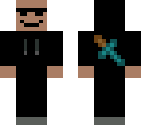 gamer with gasses and hood up and diamond sword