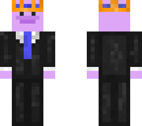 light pink duck with a black suit and crown